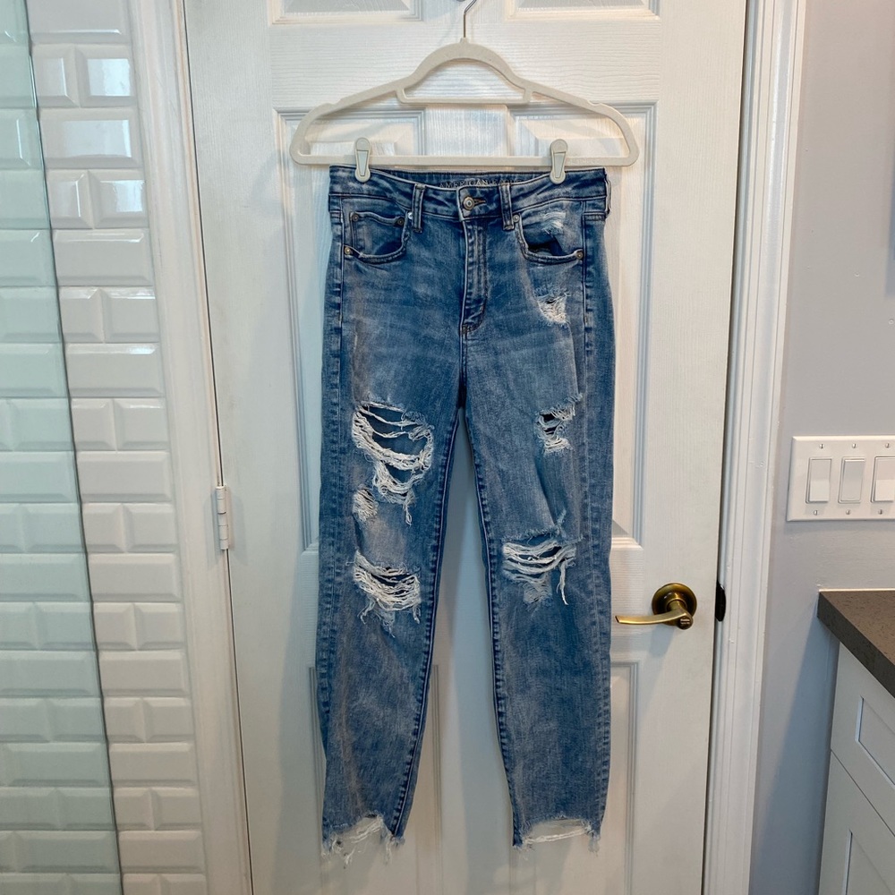 american eagle high-rise slim ankle super stretch jean
